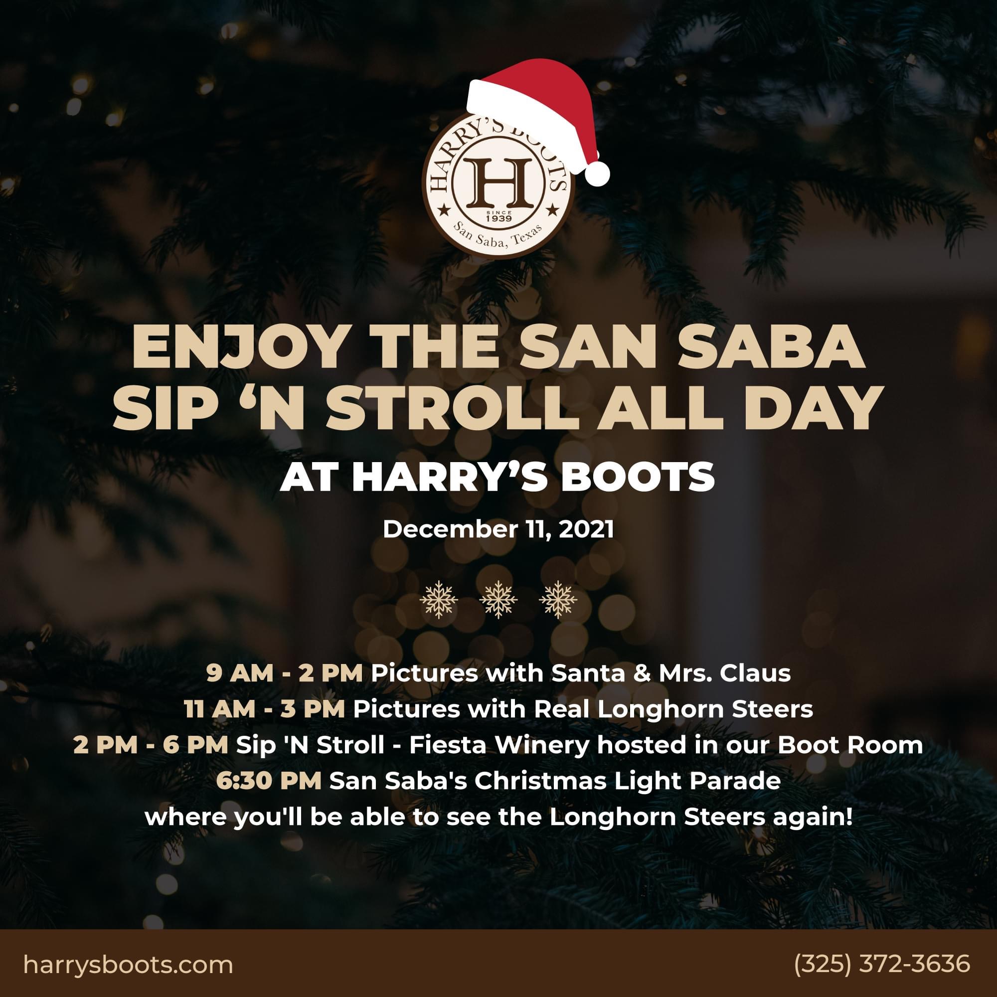 Enjoy the San Saba Sip N' Stroll All Day at Harry's Boots